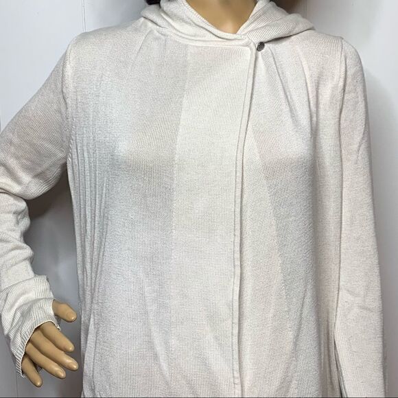 Lululemon Peace Of Mind Wrap Heathered White Ivory Hooded Mid Layer Sweater - Picture 3 of 9